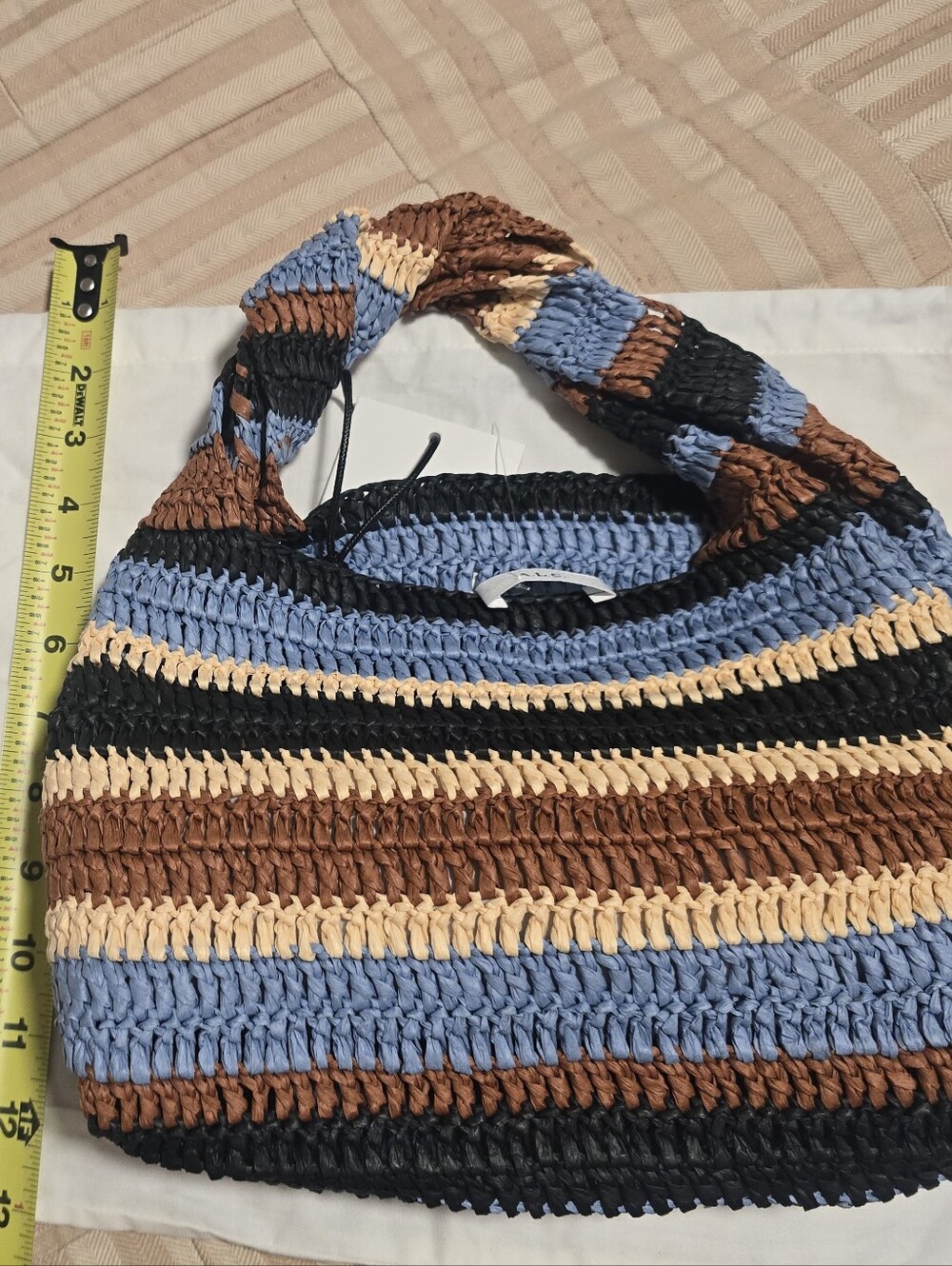 A.L.C. Woven Small Straw Tote in Blue, Black & Rust. NWT - Picture 4 of 9